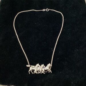 Kabana Sterling Silver 3D Running Arabian Horse Necklace